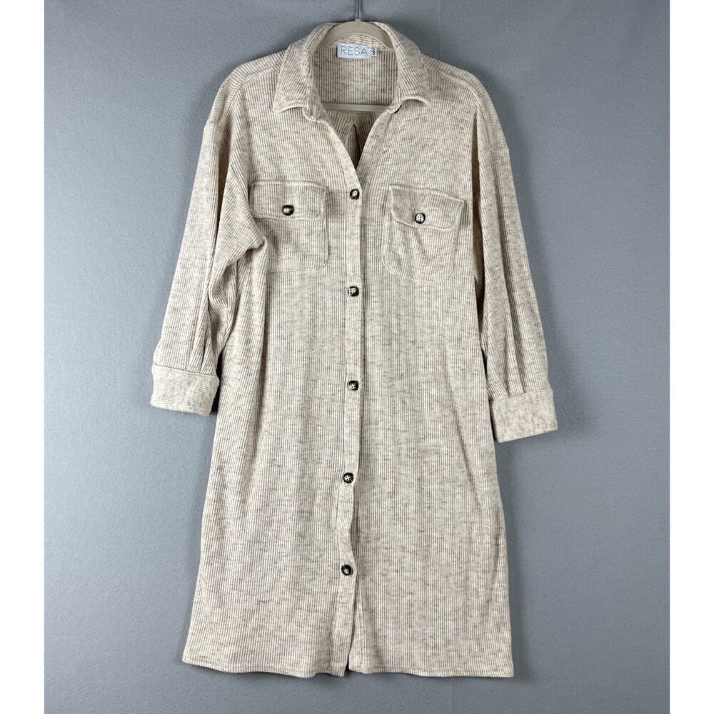 Revolve Resa Long Cardigan Sweater Duster Women XS/S Beige Ribbed‎ Soft Minimal